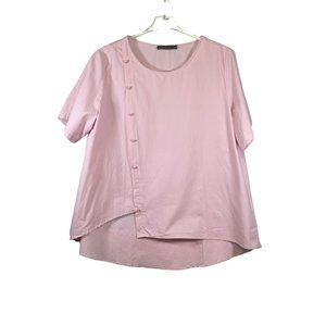 Zanzea Collection Womens Size 5XL Pink Assymetrical Button Front Blouse NWT